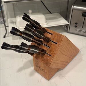 Cutco Knife Set with Black Handles and Wood Block